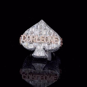 Iced Out Round Cut Moissanite Diamond <b>Ring</b> Custom Rapper Style Name <b>Initial</b> Gift <b>Ring</b> Hip Hop 925 Sterling Silver <b>Ring</b> For Men's - Product Image 3