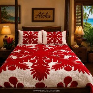 Magnifiques couvre-lits hawaïens vintage indiens faits à la main, écologiques, blancs et rouges, à motifs, 100% coton, pour la maison, l'hôtel, la décoration de la literie - Product Image 2