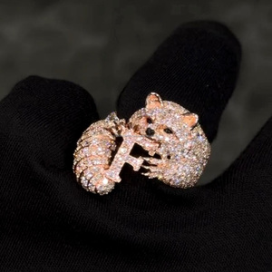 Fox Animal Inspired Face <b>Ring</b> 925 Sterling Silver Hip Hop Cluster Round Brilliant Cut Unique Designer Silver Gift <b>Statement</b> <b>Ring</b> - Product Image 5