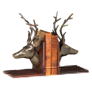 Porte-livres Tête d'Animal Dorée Antique, Lot de Porte-livres Vintage Robustes en Forme de Cerf, Supports Décoratifs pour Livres en Forme de Tête d'Animal pour la Maison et le Bureau - Product Image 6