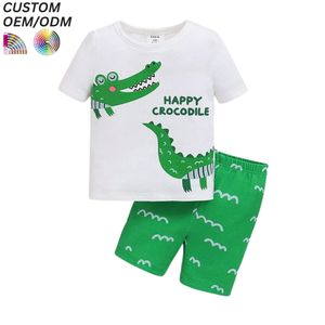 Ensemble de vêtements pour garçons à imprimé animal de haute qualité, 2 pièces, t-shirt et short 100% coton, support OEM/ODM pour la vente en gros, toutes saisons - Product Image 3