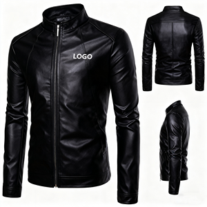 Chaqueta de Cuero PU para Hombre, Estilo Casual, de Alta Calidad, para Motociclistas, Chaquetas PU Ajustadas Personalizadas - Product Image 1