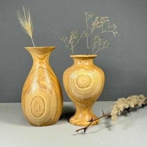 Vase en bois pour fleurs séchées, en bois d'acacia massif, fait main, vase décoratif pour la maison, décoration de mariage - Product Image 6