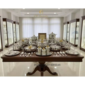 Best Seller Stainless Steel Silver Shiny Polished Hand Hammered Pumpkin Golden Lids Kitchenware <b>Dinnerware</b> Best Seller Sets - Product Image 1