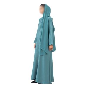 Abaya Azul Agua con Mangas Estructuradas para Mujer, Vestido Musulmán Modesto, Estilo Dubái, Caftán Islámico, Jalabiya, Elegante Vestido de Moda Modesto - Product Image 3