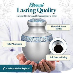 Premium Decorative Adult <b>Aluminum</b> Memorial Cremation Keepsake Urn Funeral Ash <b>Container</b> With Refined Elegant Surface - Product Image 3