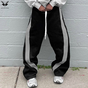 Trackpants Stripes Oversized Baggy Jogger <b>Flared</b> Track Pants Best Quality Men's Curved Striped Straight Knit <b>Sweatpants</b> - Product Image 4