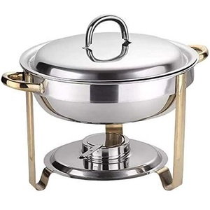 Hotel Buffet Golden or Ivory metal Chafing Dishes Hotel Stainless Steel Round or Rectangle Chafing Dishes for Sale - Product Image 4