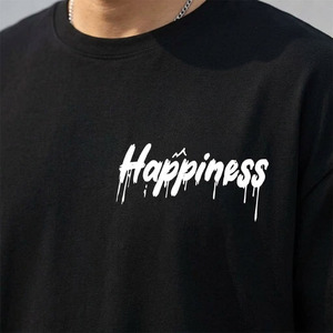 T-shirt graphique personnalisé pour homme, 100% coton, 240GSM, poids lourd, noir, streetwear - Product Image 3