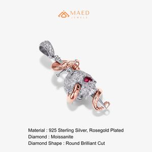 Collier pendentif en moissanite plaqué or rose, design tête de serpent, bijoux de mode pour femmes et hommes, style joaillerie fine de New York - Product Image 6