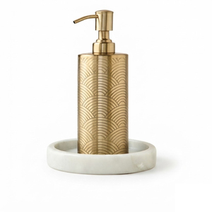 Luxury Gold Plated Stainless Steel <b>Soap</b> Dispenser Metal <b>Hand</b> Wash Pump Bottle Countertop Decorative <b>Refillable</b> Lotion Container - Product Image 6