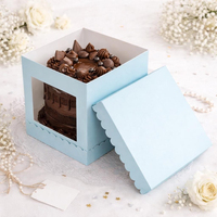 Boîte à gâteau carrée haute jetable et biodégradable, respectueuse de l'environnement, avec fenêtre |   Emballage de boulangerie en carton de 10 pouces