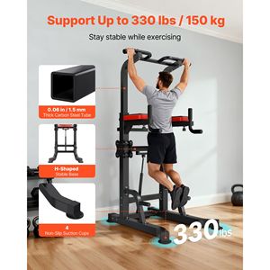 Torre di Allenamento in Acciaio Stabile con Stazione Dip e Piattaforma di Assistenza in ABS, Capacità di Carico 150 kg, a Forma di H e Regolabile - Product Image 3
