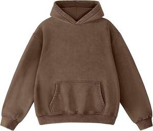 เสื้อฮู้ดดี้ทรงบ็อกซี่แบบครอปตัวใหญ่ ผ้าฝ้ายเฟรนช์เทอร์รี่ 500 GSM ล้างสีแบบแอซิดวอช พร้อมกระเป๋า ดีไซน์วินเทจ สไตล์สตรีทแวร์ - Product Image 1