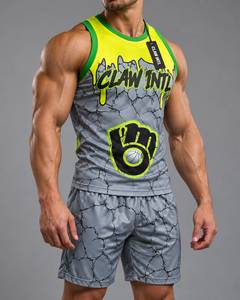 Conjunto de Uniforme de Baloncesto para Hombre Claw Intl, Gris y Amarillo con Estampado Agrietado, Transpirable, de Poliéster - Product Image 4