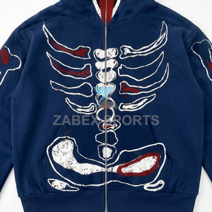 Conjunto Deportivo Personalizado OEM ODM para Hombre, Sudadera con Capucha y Pantalones Deportivos con Estampado de Esqueleto, Felpa de Algodón Premium - Product Image 3