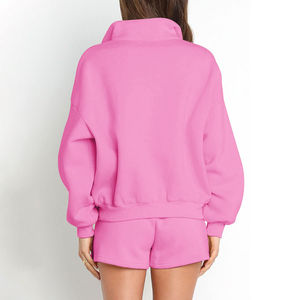 Ensemble de survêtement 2 pièces surdimensionné pour femme avec logo personnalisé, sweat-shirt à demi-zip et short, tenue de sport Maanify 2026 - Product Image 2