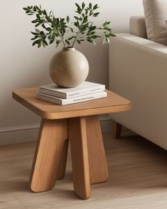 Elegante mesa auxiliar de madera para sofá o dormitorio con líneas limpias, veta natural y un toque elegante para el hogar. - Product Image 3