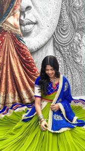 Lehenga de algodón con trabajo de cinta y encaje Lampi, con blusa de algodón y dupatta de georgette, lista para usar, colección Navratri. - Product Image 4