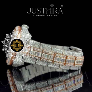 Reloj Deportivo de 41 mm para Hombre, Colección Hip Hop, con Caja de Acero Inoxidable y Logotipo Personalizado, Esfera con Incrustaciones de Diamantes Moissanite Grandes - Product Image 3