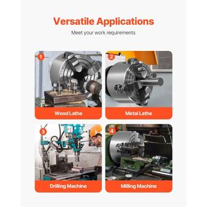 Mandril de torno de 4 mordazas de 3 pulgadas (80 mm) con tornillos de fijación tipo T, mordazas reversibles y rango de sujeción de 0.1-3.15 (5-80 mm) - Product Image 6