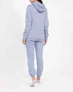 Conjunto Deportivo con Capucha para Mujer, Color Azul Claro, Manga Larga, Sudadera Informal de Color Sólido con Bolsillos Laterales, Corte Regular, Otoño - Product Image 5