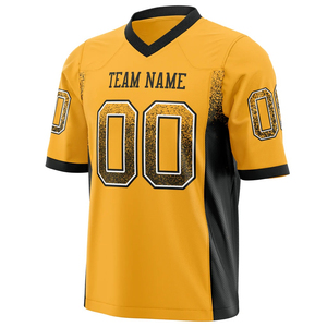 Maillot de football américain jaune et noir pour homme, col en V, manches courtes, impression sublimée, évacuation de l'humidité, coupe régulière, nom de l'équipe 00 - Product Image 2