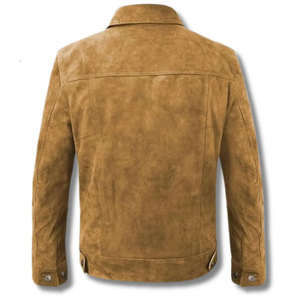 Cozy Fit <b>Suede</b> Leather <b>Jacket</b> Lightweight Casual Style <b>Suede</b> Leather <b>Jacket</b> Smooth Surface With Stylish Look - Product Image 2