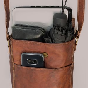 Best Quality Genuine Leather Satchel Bag With <b>Shoulder</b> <b>Strap</b> Classic Flap Closure Durable Brown Unisex Daily Use From India - Product Image 3