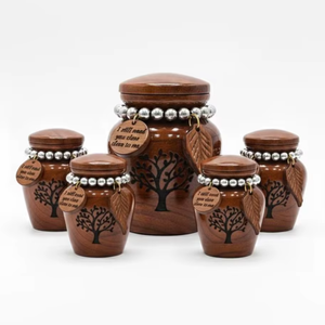 Urne funéraire en bois biodégradable et écologique pour animaux de compagnie, gravée sur mesure, avec design Art Déco, vase à poser au sol ou sur table - Product Image 3