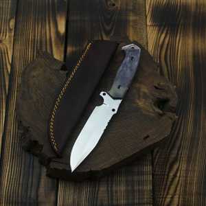 Custom Handmade Stainless Steel Skinner <b>Knife</b> Fixed Blade <b>Knife</b> With Color Camel <b>Bone</b> <b>Handle</b> & With Leather Cover - Product Image 6