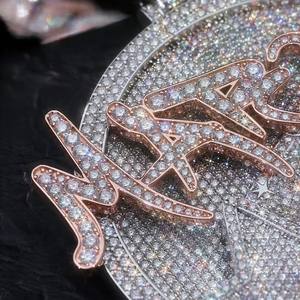 Colgante de Letra Personalizado VVS Moissanita para Hombre, con Certificado de Diamante, Plata 925 Bañada en Rodio, Joyería Iced Estilo Hip Hop - Product Image 3