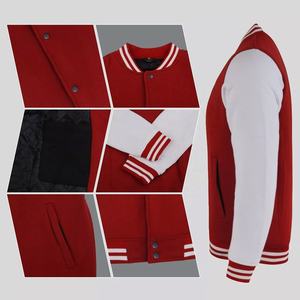 Veste universitaire en molleton de coton, col montant, style uniforme de baseball, avec logo brodé en chenille - Product Image 4