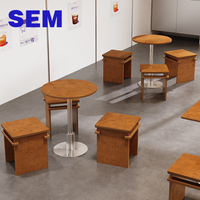 Tables et chaises de salle à manger en contreplaqué de style médiéval SEM, banquettes en cuir pour cafés, chaises de restaurant commercial pour cuisine coréenne