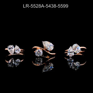 แหวนเพชรเพาะเลี้ยงในห้องปฏิบัติการ ทองคำชมพู 14k รับรองโดย IGI ทรงกลมและทรงหยดน้ำ เครื่องประดับชั้นดี ประกายเจิดจรัส ความงามนิรันดร์ คลาสสิก - Product Image 5