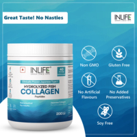 INLIFE Colágeno Marino Japonés en Polvo, Péptidos de Colágeno Hidrolizado, Proteína de Colágeno sin Sabor, Suplemento Dietético para Adultos, Paquete de 200g