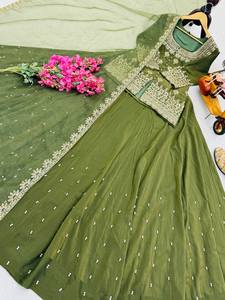 New Arrivals Latest Fashion Elegant Wedding <b>Party</b> Wear <b>Top</b> Lehenga Dupatta Set simmer silk - Product Image 3