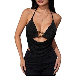 Women's Cowl Neck Halter Rave <b>Tops</b> <b>Y2k</b> Backless Open Back Going Out <b>Tops</b> - Product Image 1