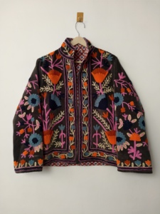 <b>Womens</b> Breathable Woven Embroidered Suzani <b>Jacket</b> with Colorful Floral Designs Ethnic Boho Outerwear - Product Image 1