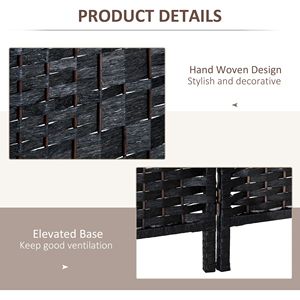 Portable 6FT Tall 3-Panel <b>Folding</b> Privacy <b>Screen</b> Wicker Weave Room Divider for Bedroom Home Office Partition Wall for Home - Product Image 6