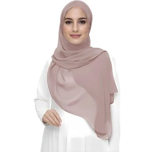 Hiyab Clásico de Chifón, Largo y Ligero, con Patrón Sólido, Elástico en Cuatro Direcciones, Transpirable, Regalo para Mujeres Musulmanas - Product Image 1
