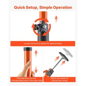 Lot de 4 poteaux de support télescopiques en acier pour armoire, réglables rapidement, de 49,2 à 114,6 pouces, système 3ème main, 198 connecteurs, supports d'étagère - Product Image 4