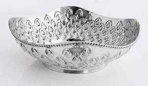 Plateau de luxe argenté avec bordure dorée texturée, plat de rangement, plateau pour confiseries gourmandes, vaisselle de fête, vente en gros - Product Image 3