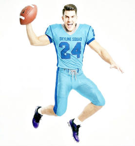 Conjunto de Uniforme de Fútbol Americano de Secado Rápido y Calidad Premium en Color Azul Cielo, Camiseta de Manga Corta con Pantalones Cortos, Gran Venta - Product Image 4