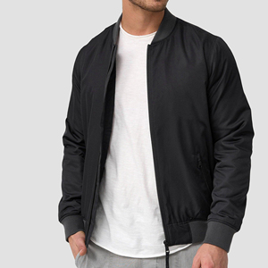 Chaqueta Bomber Negra para Hombre, Cierre de Cremallera, Estilo Casual, Cuello Redondo, Material de Poliéster, Ropa de Invierno, Diseño con Parches y Letras, Estilo Urbano - Product Image 4