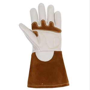 Gants de soudeur résistants à la chaleur et au feu, en cuir de vachette de qualité supérieure, confortables, pour soudage TIG, neufs - Product Image 6