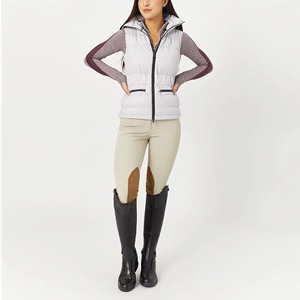 Chaleco Acolchado Ligero para Mujer, Sin Mangas, Cintura Alta, Color Sólido, Cierre de Cremallera, Gris - Product Image 2