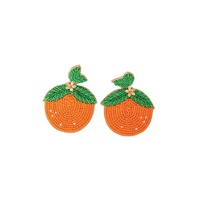 Anting-anting buah oranye mewah untuk wanita menampilkan bordir manik-manik buatan tangan dalam desain Multi Warna mewah