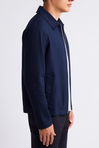 Blouson bomber classique bleu marine pour homme, léger, décontracté, essentiel au quotidien, extensible et confortable - Product Image 2