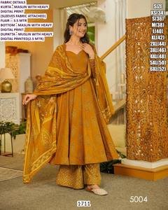 Costume traditionnel pour femmes Rani Noor, long jusqu'au sol, en mousseline à séchage rapide, avec broderie Bhandhani, pour mariage et fête, toutes saisons - Product Image 5